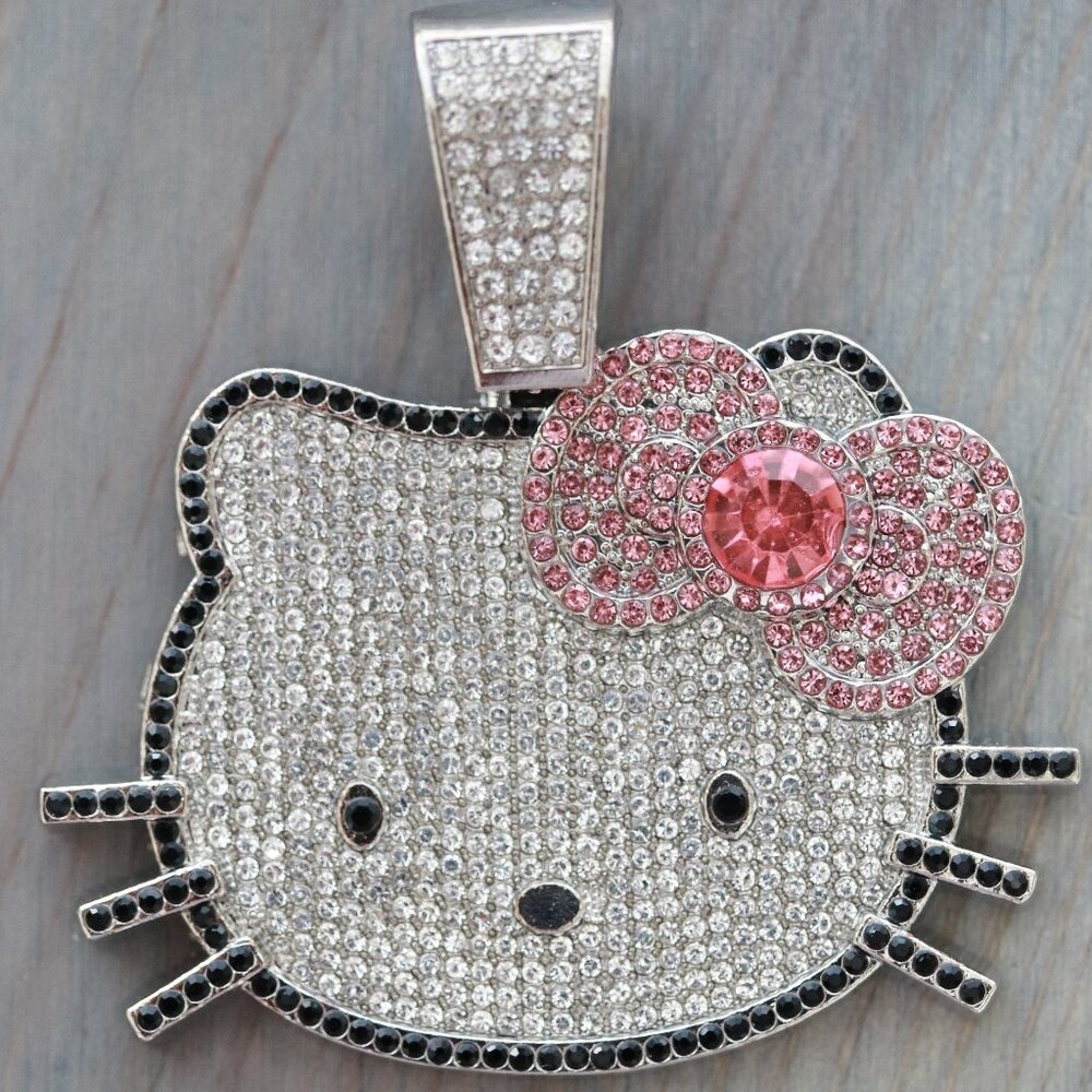 Hello Kitty Ice Pendant Silver Plated Rhinestones